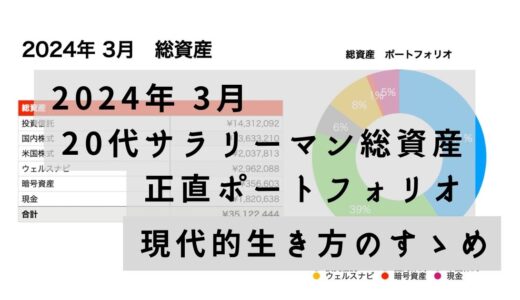 20代サラリーマン総資産　正直ポートフォリオ　2024年3月